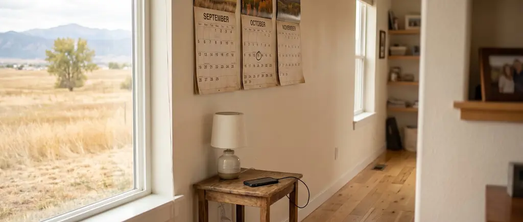 Several months of a wall calendar pinned in a row with one date circled